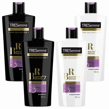 TRESemme Biotin Repair+7 Shampoo Pack of 2 & Conditioner Pack of 2, 700ml
