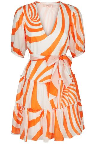 Felicitous Swirl Print Mini Dress in White and Orange