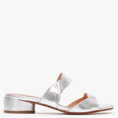 Daniel Sidrine Metallic Leather Reptile Mules
