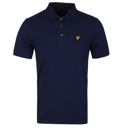 Lyle & Scott marineblauw katoenen piqué poloshirt met korte mouwen