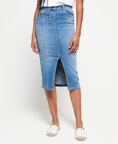 Superdry Denim Midi Pencil Skirt
