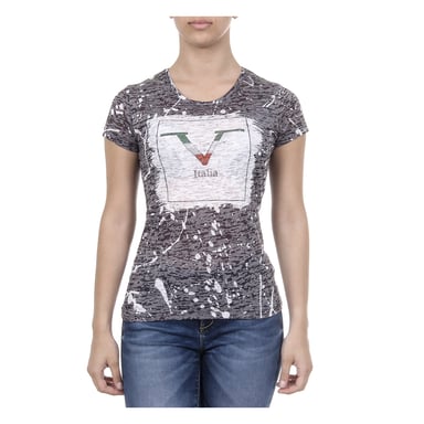 V 1969 Italia Womens T-shirt Korte mouwen Ronde hals Black Ava