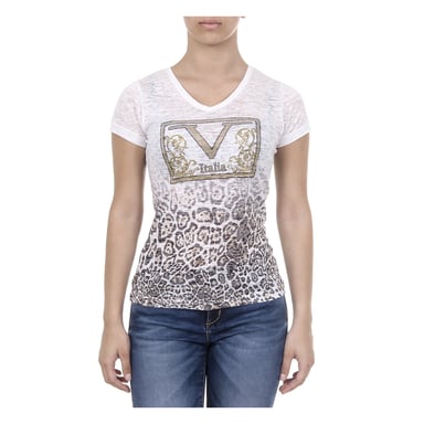 V 1969 Italia Womens korte mouwen T-shirt V-hals White Evelyn