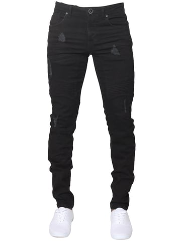 Enzo Men's Super Skinny Stretch Biker Denim Jeans