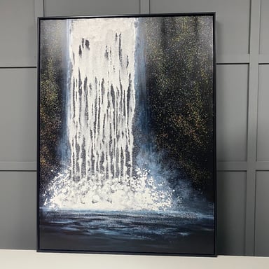 Abstract Waterfall Painted Canvas with Black Frame 90x120