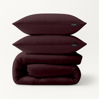 Dekbedovertrekset Mousseline 100% Cotton - Burgundy - with 1 Kussenslop