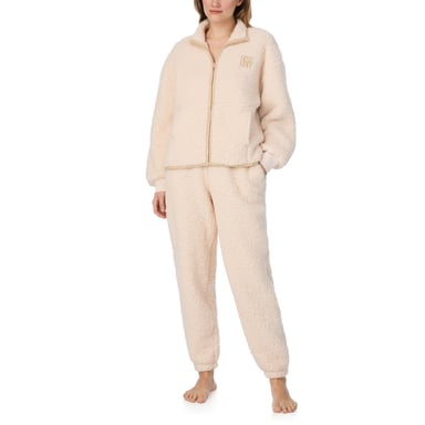 DKNY Sherpa-set met top met rits en jogger Crème