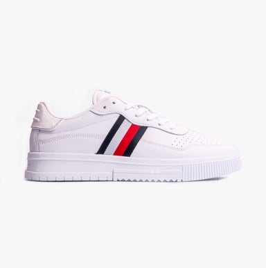Mens SUPERCUP Stripes Leather Trainers White