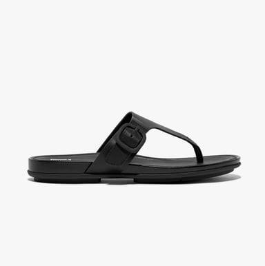 GRACIE RUBBER-BUCKLE LEER Dames Tussenstuk Volledig Zwart