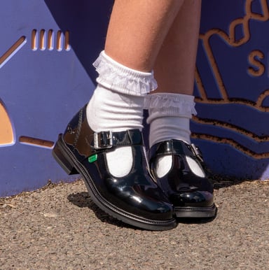 Girl's Kickers Childrens Lach T Bar Patent Shoe in Black