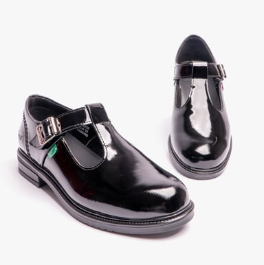 Girl's Kickers Junior Lach T-Bar Patent Shoe in Black
