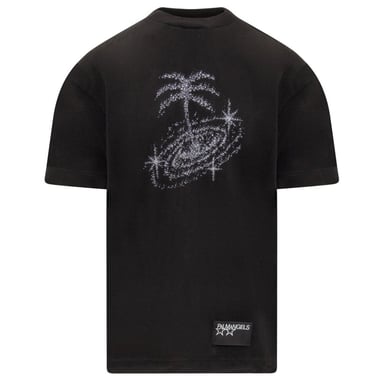 Palm Angels Glittered Galaxy Design Black T-Shirt