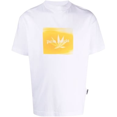 Klassiek wit T-shirt met Palm Angels Leaf-logo
