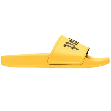Palm Angels Gothic Print Yellow Pool Slides