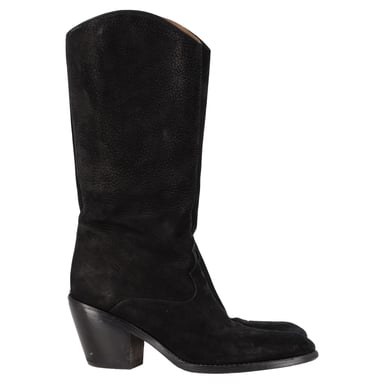 Chloé Western Cowboy Boots in Black Leather and Suede