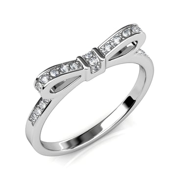 Ribbon Ring - Silver and Crystal