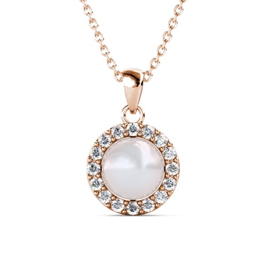 Circlet Pearl Pendants - Rose Gold and Crystal