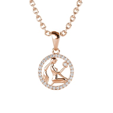 Virgo Zodiac Pendants - Rose Gold and Crystal