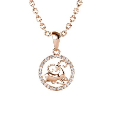 Aries Zodiac Pendants - Rose Gold and Crystal