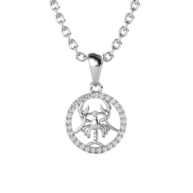Cancer Zodiac Pendants - Silver and Crystal