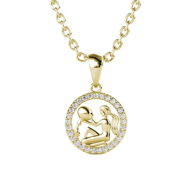 Aquarius Zodiac Pendants - Gold and Crystal