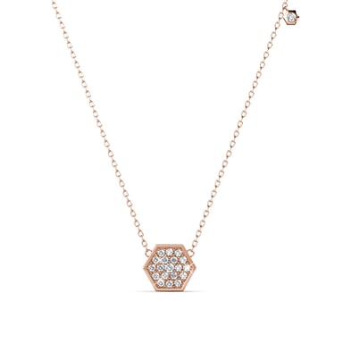 Hexagon Pendants - Rose Gold and Crystal