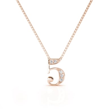 Number 5 Pendants - Rose Gold and Crystal