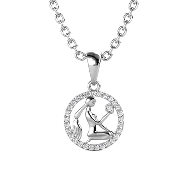 Virgo Zodiac Pendants - Silver and Crystal