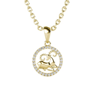Aries Zodiac Pendants - Gold and Crystal