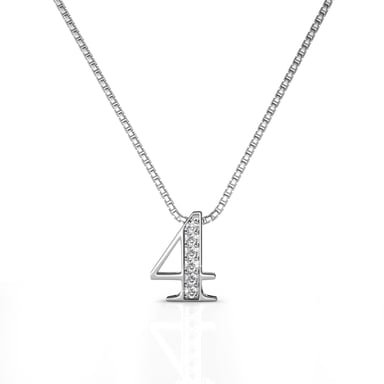 Number 4 Pendants - Silver and Crystal