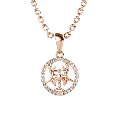 Cancer Zodiac Pendants - Rose Gold and Crystal