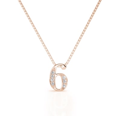 Number 6 Pendants - Rose Gold and Crystal