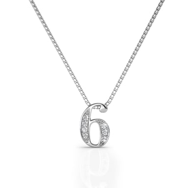 Number 6 Pendants - Silver and Crystal