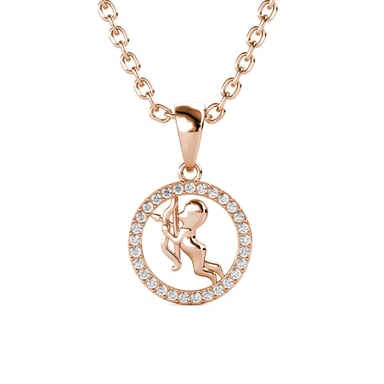 Sagittarius Zodiac Pendants - Rose Gold and Crystal