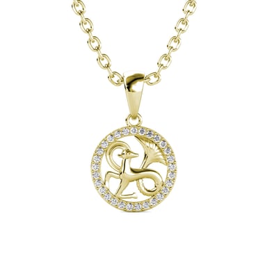 Capricorn Zodiac Pendants - Gold and Crystal