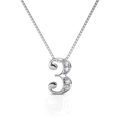 Number 3 Pendants - Silver and Crystal