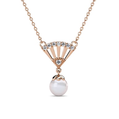 Ingride Pearl Pendants - Rose Gold and Crystal