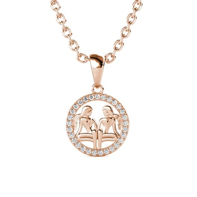 Gemini Zodiac Pendants - Rose Gold and Crystal