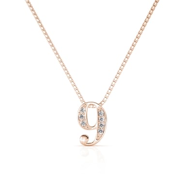 Number 9 Pendants - Rose Gold and Crystal