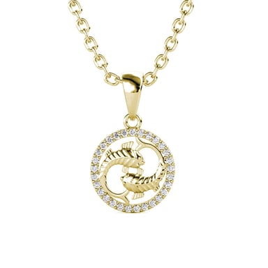 Pisces Zodiac Pendants - Gold and Crystal