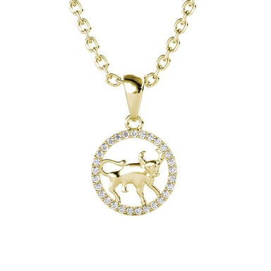 Taurus Zodiac Pendants - Gold and Crystal