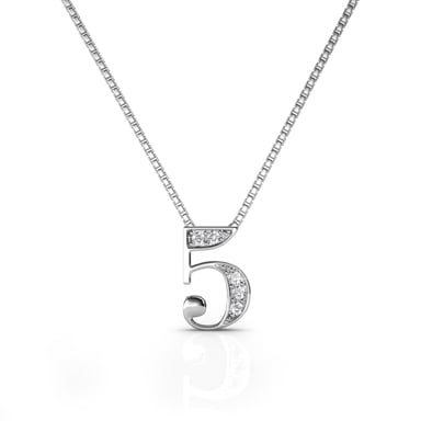 Number 5 Pendants - Silver and Crystal