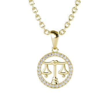 Libra Zodiac Pendants - Gold and Crystal