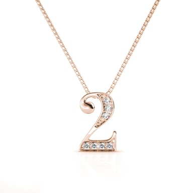 Number 2 Pendants - Rose Gold and Crystal