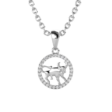 Taurus Zodiac Pendants - Silver and Crystal