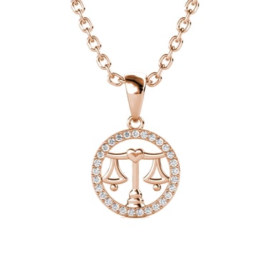 Libra Zodiac Pendants - Rose Gold and Crystal