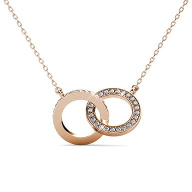 Circle Twin Pendants - Rose Gold and Crystal