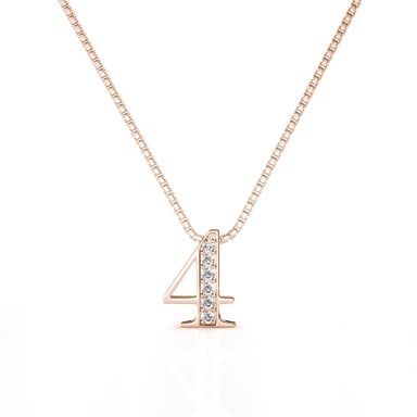 Number 4 Pendants - Rose Gold and Crystal