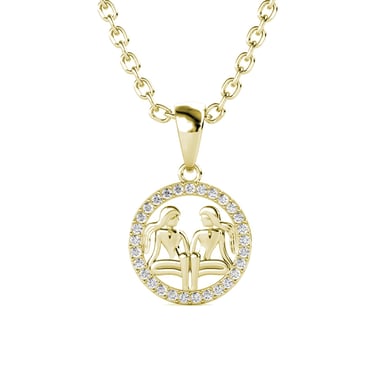 Gemini Zodiac Pendants - Gold and Crystal