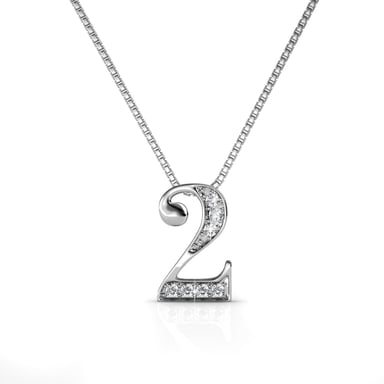 Number 2 Pendants - Silver and Crystal